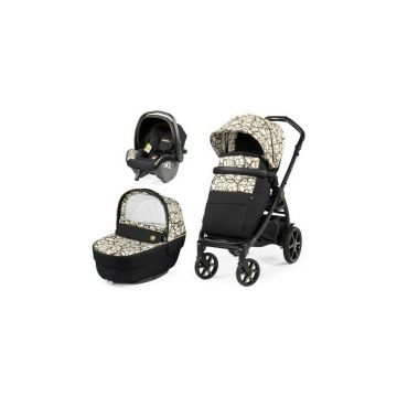 Carucior 3 in 1 Peg Perego Book, SLK, 0 - 22 kg, Graphic Gold, Negru / Bej