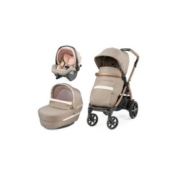 Carucior 3 in 1 Peg Perego Book, SLK, 0 - 22 kg, Mon Amour, Bej / Roz