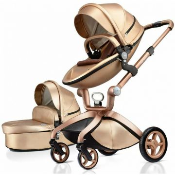 Carucior Copii Hot Mom Premium Champagne 2 in 1, varsta intre 0 - 36 luni, elegant, confortabil, sigur si usor de folosit