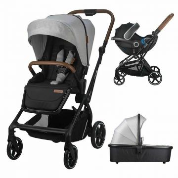 Carucior modular 2in1 Coccolle Saliara Greystone+Cos auto 0-13 kg gb Idan Silver Fox Grey