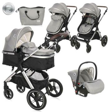 Carucior Set 3 in 1, Viola, pana la 22 kg, Opaline Grey