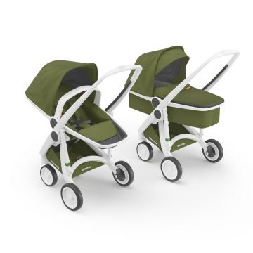 Carucior 2 in 1, Greentom, 100% Ecologic, White Olive