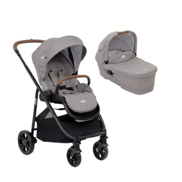 Joie - Carucior pentru copii multifunctional 2 in 1 Versatrax E Gray Flannel (Carucior Versatrax E Gray Flannel+ Landou Ramble xl Gray Flannel)