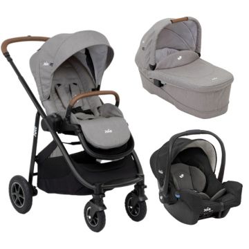 Joie - Carucior pentru copii multifunctional 3 in 1 Versatrax Gray/Shale (Carucior Versatrax Gray Flannel+ Landou Ramble Gray Flannel+ Scoica Gemm Shale)