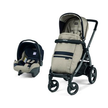 Carucior 2 in 1 Peg Perego, Book 51 S Titania, Luxe Ecru (sasiu + hamac + scaun auto), 0 - 22 kg