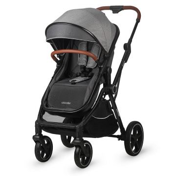 Carucior transformabil 3in1 Coccolle Amani Anthracite iSize, Cadru aluminiu, Roti mari din cauciuc plin, Suspensie, Husa de picioruse, Husa Ploaie, Plasa insecte, Copertina XXL, Fante de ventilatie, Piesa reversibila