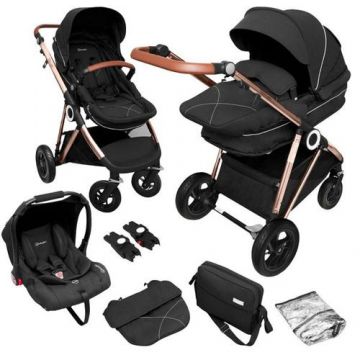 Carucior 3 in 1 AIR Halime BabyGo, Negru