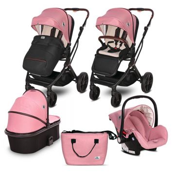 Carucior 3 in 1 Lorelli Glory, cadru din aluminiu, pana la 22 Kg, Pink