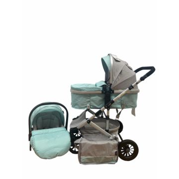 Carucior 3 in 1, reversibil, cu suspensii, reversibil, compact, T2 New, verde gri
