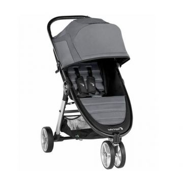 Carucior Baby Jogger City Mini 2 Jet, capotina 3 segmente, maner confortabil, roti detasabile, gri