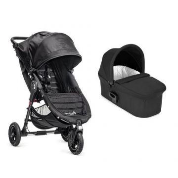 Carucior Baby Jogger City Mini GT Black sistem 2 in 1, 0-15 kg, 0-3 ani, Sistem Quick-Fold, Landoul Deluxe Black (Negru)