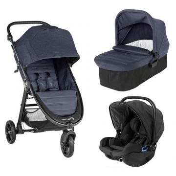 Carucior Baby Jogger City Mini GT2 Carbon sistem 3 in 1, 0-15 kg, 0-3 ani, Landou Baby Jogger Carbon City Mini 2/GT2/Elite2, Scaunul auto Baby Jogger City Go i-Size (Albastru)