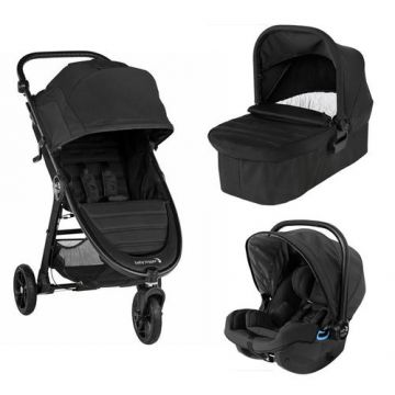 Carucior Baby Jogger City Mini GT2 Jet sistem 3 in 1, 0-15 kg, 0-3 ani, Landou Baby Jogger Jet City Mini 2/GT2/Elite2, Scaun auto Baby Jogger City Go i-Size (Negru)