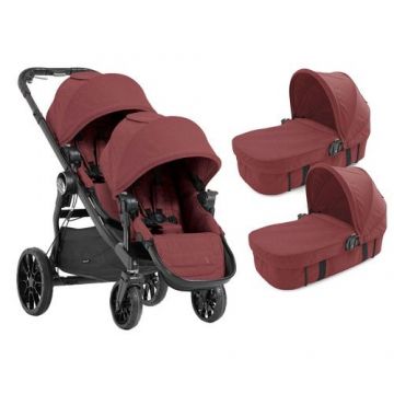 Carucior gemeni Baby Jogger City Select Lux Port sistem 2 in 1, Roti frontale, pivotante 360, Landou City Select si adaptoarele pentru montarea pe sasiu (Grena)