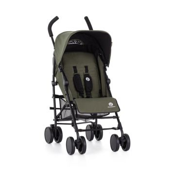 Carucior sport, Petite&Mars, Musca, Cu spatar reglabil, Capotina XXL, Usor, 7.9 kg, 6 luni+, Conform cu standardul european de securitate EN 1888:2018, Verde inchis