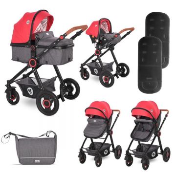 Set carucior, Lorelli, Alexa, 3 in 1, cos auto inclus, Cherry Red
