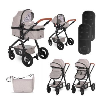Set Carucior Lorelli Alexa, cos auto inclus, Opaline Grey Elephants