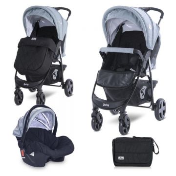 Set carucior, Lorelli, Daisy Basic, 3 in 1, cos auto inclus, Black and Silver Blue