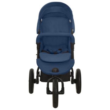 vidaXL Cărucior pentru bebeluși, bleumarin, oțel