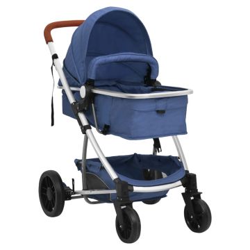 vidaXL Cărucior pentru copii 2-în-1, bleumarin, aluminiu