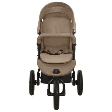 vidaXL Cărucior pentru copii, gri taupe, oțel