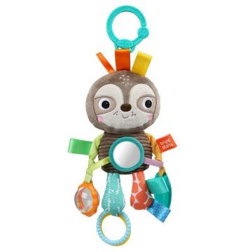 Bright Starts - Jucarie senzoriala de plus, Lenes, Cu diverse texturi si culori, Dezvolta abilitatile motorii, Se poate atasa la carucior, 0 luni+, Multicolor