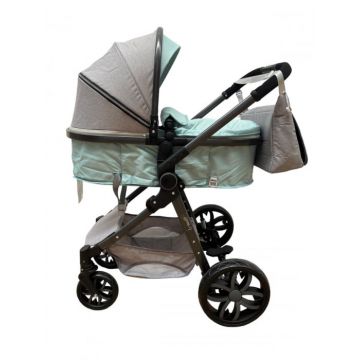 Carucior 2 in 1 pliabil, transformabil landou-sport, T8 Verde cu gri