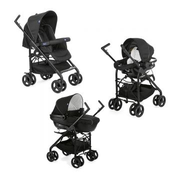 Carucior 3 in 1 Chicco Trio Sprint, BlackNight (Negru), 0luni+