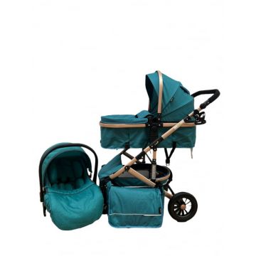 Carucior 3 in 1, reversibil, cu suspensii, reversibil, compact, T2 New, Verde inchis