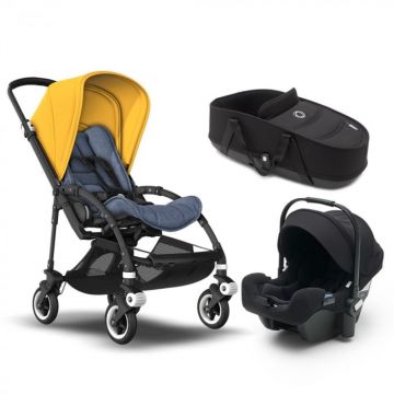 Carucior Bugaboo Bee 6 Blue Melange Sunrise Yellow sistem 3 in 1