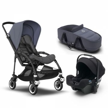 Carucior Bugaboo Bee 6 Grey Melange Steel Blue sistem 3 in 1