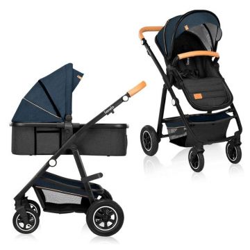 Carucior compact 2 in 1, Cadru Aluminiu, cu landou si salteluta, Reversibil, Husa de ploaie, Geanta parinti, Albastru Carucior compact 2 in 1, Cadru Aluminiu, cu landou si salteluta, Reversibil, Husa de ploaie, Geanta parinti, Albastru