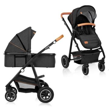Carucior compact 2 in 1, Cadru Aluminiu, cu landou si salteluta, Reversibil, Husa de ploaie, Geanta parinti, Gri Inchis Carucior compact 2 in 1, Cadru Aluminiu, cu landou si salteluta, Reversibil, Husa de ploaie, Geanta parinti, Gri Inchis