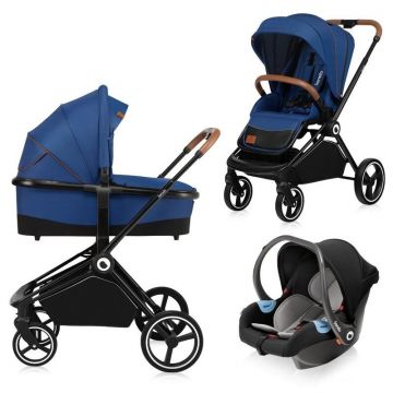 Carucior compact 3 in 1, Cadru Aluminiu, cu landou si salteluta, Scoica auto, Reversibil, Husa de ploaie, Albastru Carucior compact 3 in 1, Cadru Aluminiu, cu landou si salteluta, Scoica auto, Reversibil, Husa de ploaie, Albastru