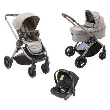 Carucior copii 3 in 1 Chicco Trio Best Friend Pro Light, Desert Taupe, 0luni+