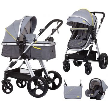 Carucior Havana 3 in 1 Chipolino cu Parte Sport Transformabila in Landou si Cosulet Auto Graphite