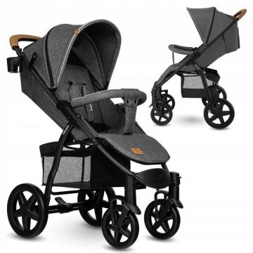 Carucior sport De la nastere, Cu capotina impermeabila, Cu maner reglabil, Suport biberon, Saculet pentru picioare, Gri Carucior sport De la nastere, Cu capotina impermeabila, Cu maner reglabil, Suport biberon, Saculet pentru picioare, Gri