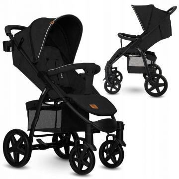 Carucior sport De la nastere, Cu capotina impermeabila, Cu maner reglabil, Suport biberon, Saculet pentru picioare, Negru Carucior sport De la nastere, Cu capotina impermeabila, Cu maner reglabil, Suport biberon, Saculet pentru picioare, Negru