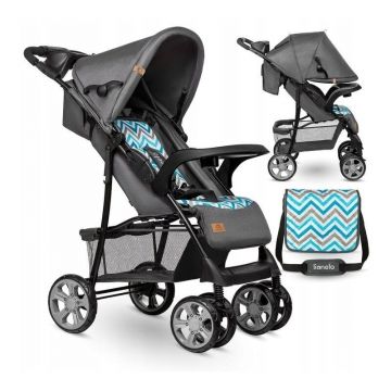 Carucior sport Emma Plus, Cu tavita, 2 Suporturi pentru pahar, Geanta accesorii, Blue Scandi Carucior sport Emma Plus, Cu tavita, 2 Suporturi pentru pahar, Geanta accesorii, Blue Scandi