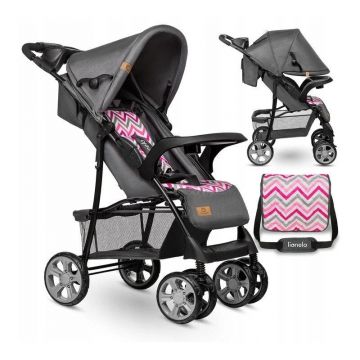 Carucior sport Emma Plus, Cu tavita, 2 Suporturi pentru pahar, Geanta accesorii, Pink Scandi Carucior sport Emma Plus, Cu tavita, 2 Suporturi pentru pahar, Geanta accesorii, Pink Scandi