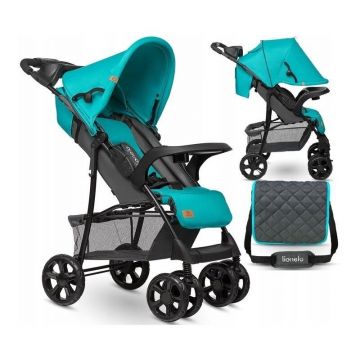 Carucior sport Emma Plus, Cu tavita, 2 Suporturi pentru pahar, Geanta accesorii, Vivid Turquoise Carucior sport Emma Plus, Cu tavita, 2 Suporturi pentru pahar, Geanta accesorii, Vivid Turquoise