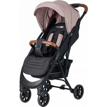 Carucior sport, FreeON, Lux, Pliabil automat, Usor 6.6 Kg, Tehnologie inovatoare One-Hand Folding, De la 6 luni pana la 22 kg, Din aluminiu, Benzi reflectorizante pe capotina, Beige/Black