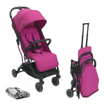 Carucior sport, Chicco tip troler, Trolley Me, Pliere cu o singura mana, Cu protectie de ploaie, Greutate redusa: 7 kg, Sustine 15 kg, 0 luni+, Aurora Pink