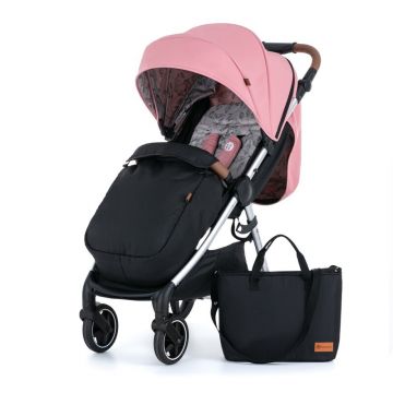 Petite&Mars - Carucior sport, Royal, Include husa pentru scaun, husa pentru picioare, geanta pentru scutece si capotina extensibila, Cu fereastra, Impermeabila, Cu SPF 50, Aluminiu, 0-22 kg, 111 x 57 x 86 cm, Pink Rose