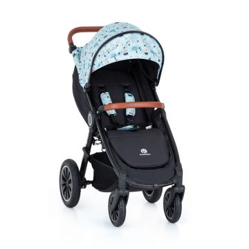 Carucior sport, Petite&Mars, Street+ Air, Include capotina impermeabila Editie limitata, Cu fereastra, husa picioare, cos de bagaje, Cu roti gonflabile, Centura de siguranta in 5 puncte, Pana la 25 kg, 6 luni+, Ocean