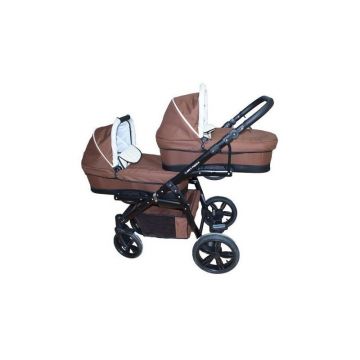 Pj Baby - Carucior gemeni Pj Stroller Lux 2in1, Brown
