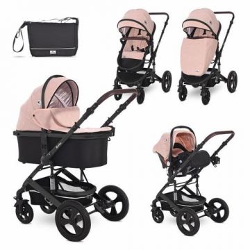 Carucior Lorelli Set 3 in 1 Boston, 0-22 kg, 0-4 ani (Roz)
