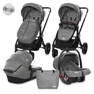 Carucior Lorelli Set 3 in 1 Ramona, 0-15 kg, 0-4 ani (Gri)