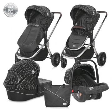 Carucior Lorelli Set 3 in 1 Ramona, 0-15 kg, 0-4 ani (Negru)