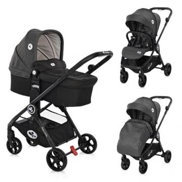 Carucior Lorelli Set Patrizia, cos landou individual inclus, 0-15 kg, 0-3 ani (Gri inchis)